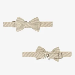 Beau KiD Boys Beige Cotton Stripe Shorts Suit Clearance