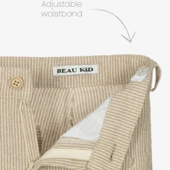 Beau KiD Boys Beige Cotton Stripe Shorts Suit Clearance