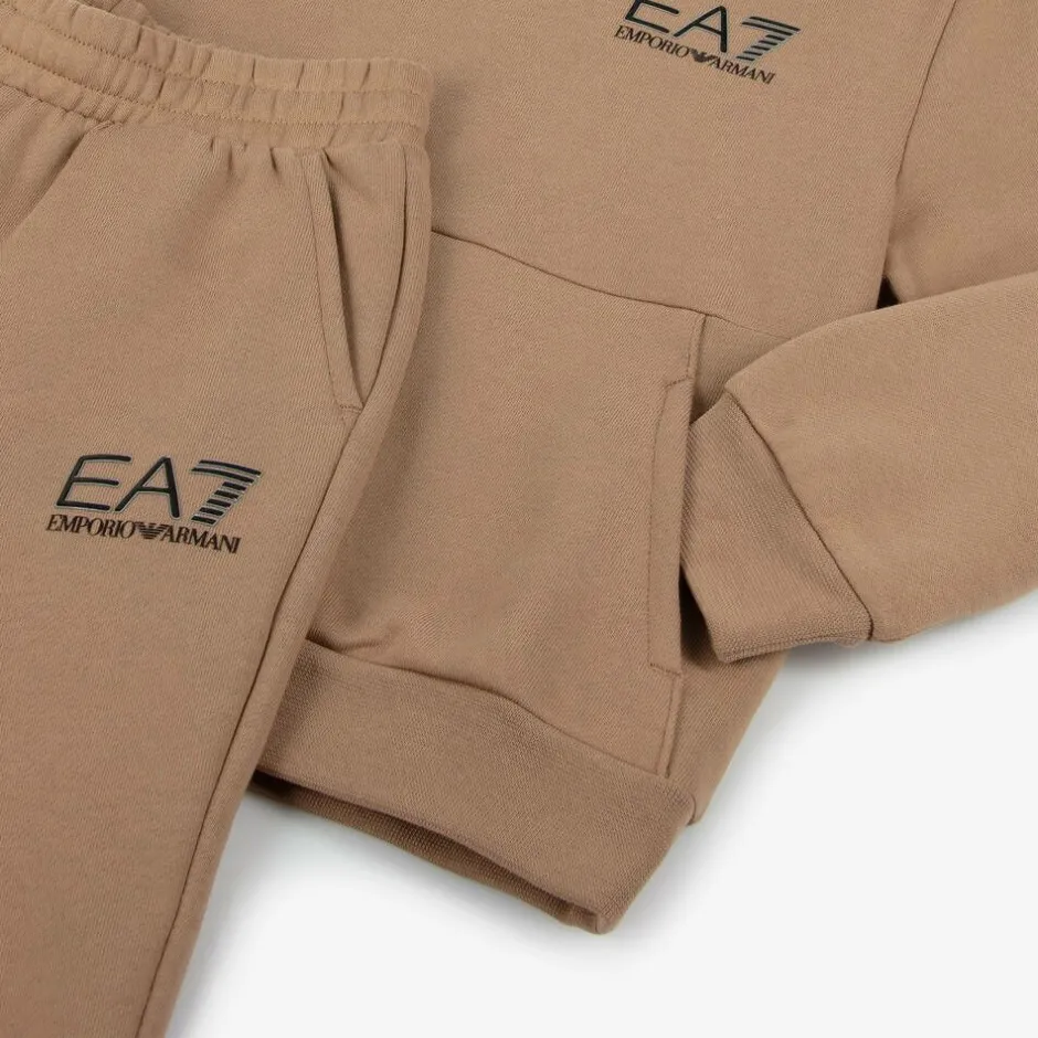 EA7 Emporio Armani Boys Beige Cotton Tracksuit Outlet