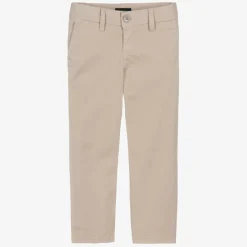 Emporio Armani Boys Beige Cotton Trousers Clearance