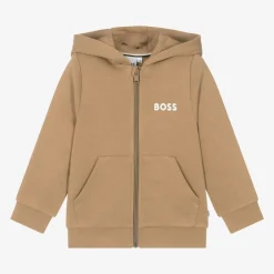 BOSS Boys Beige Cotton Zip-Up Top Best