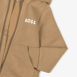 BOSS Boys Beige Cotton Zip-Up Top Best