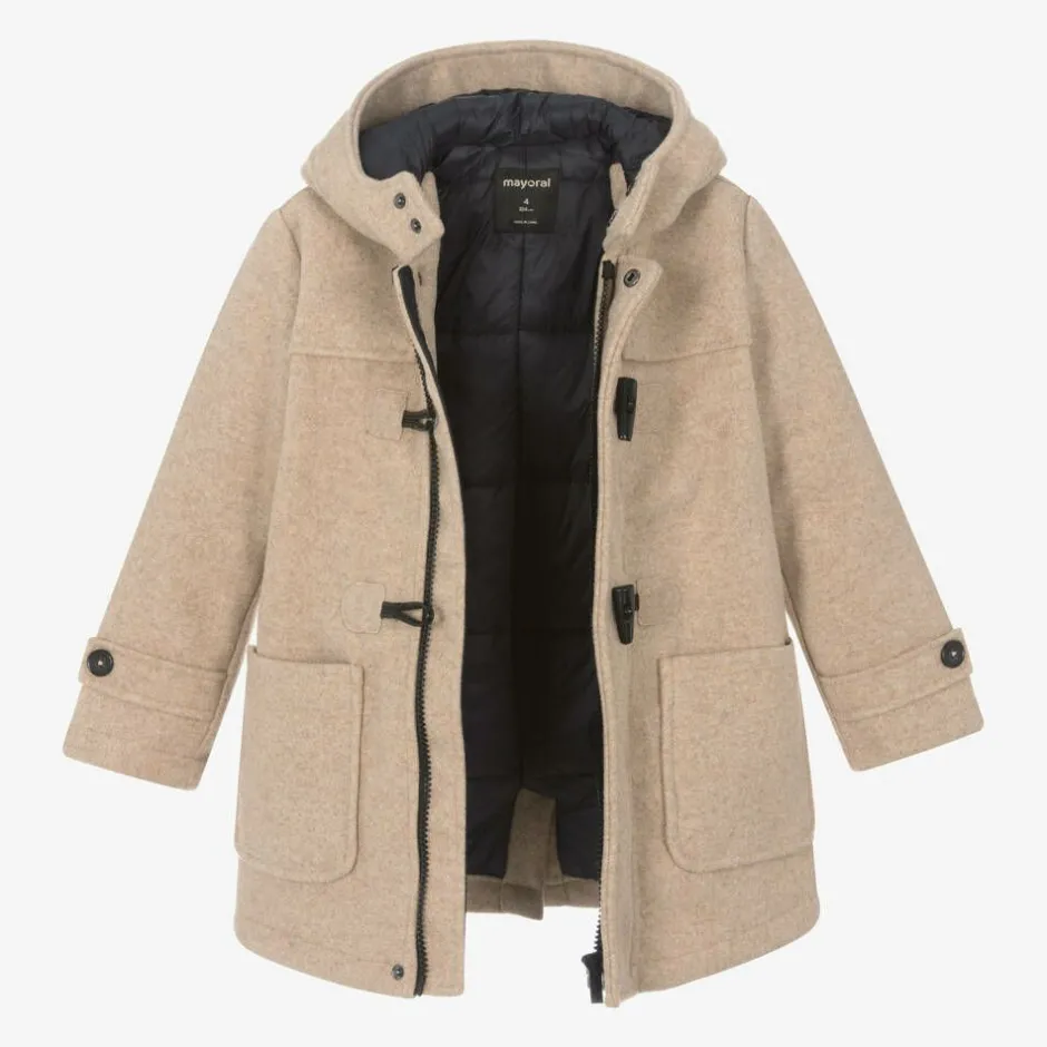 Mayoral Boys Beige Felted Duffle Coat Clearance