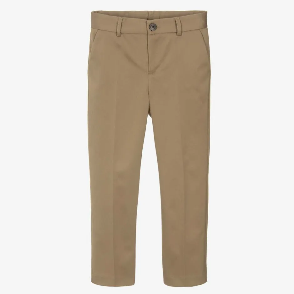 Versace Boys Beige Gabardine Trousers Clearance