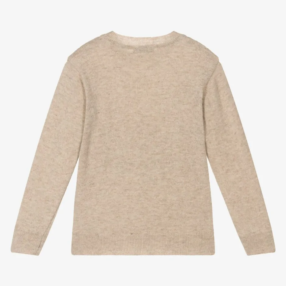 Dr. Kid Boys Beige Knitted Cotton & Wool Sweater Best