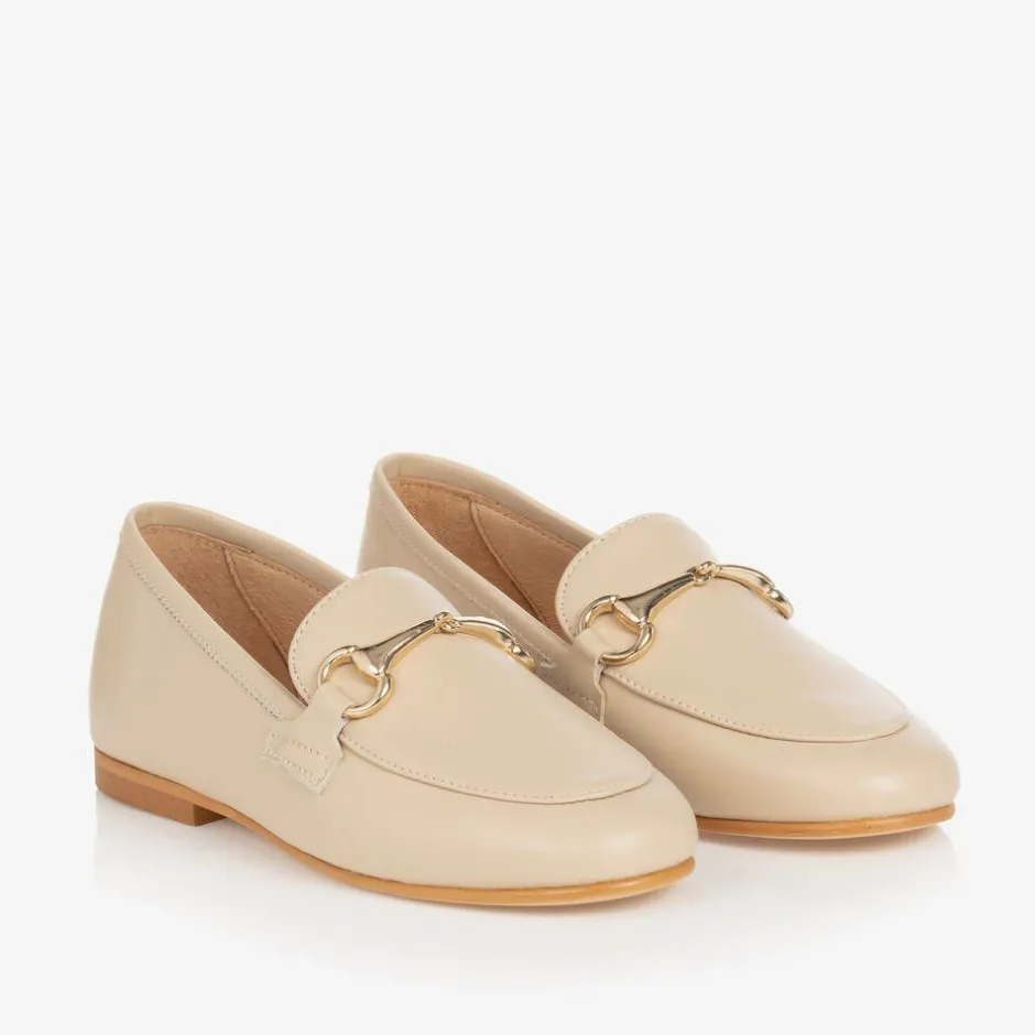 Childrens Classics Boys Beige Leather Loafers Sale