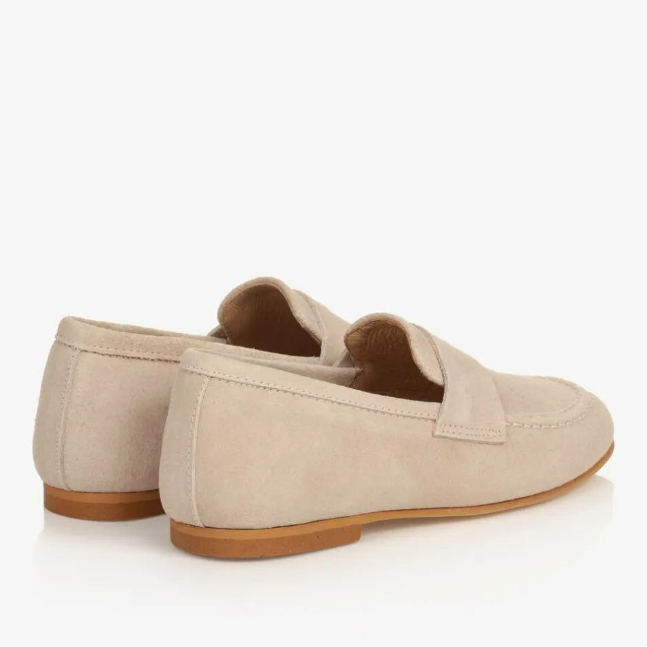 Beatrice amp; George Boys Beige Leather Monogram Loafers Outlet