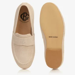 Beatrice amp; George Boys Beige Leather Monogram Loafers Outlet