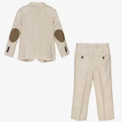 Romano Boys Beige Linen & Cotton Suit Clearance