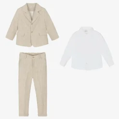 Paz Rodríguez Boys Beige Linen Suit Online