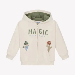Mayoral Boys Beige Marl Zip-Up Hooded Top