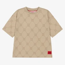 HUGO Boys Beige Monogram Cotton T-Shirt Best