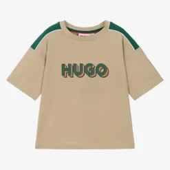 HUGO Boys Beige Organic Cotton T-Shirt Hot