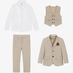 Beau KiD Boys Beige Trouser Suit Clearance