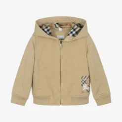 Burberry Boys Beige Twill Zip-Up Jacket Sand