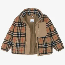 Burberry Boys Beige Vintage Check Fleece Jacket Outlet