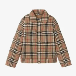 Burberry Boys Beige Vintage Check Jacket Outlet