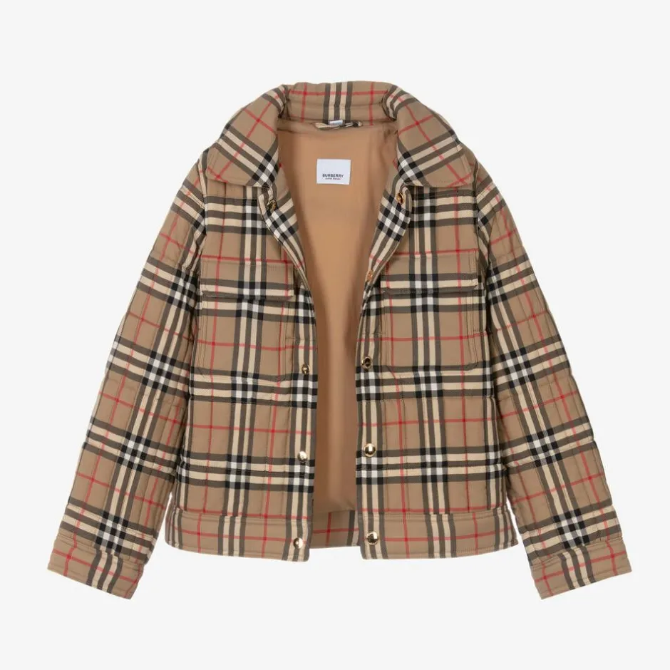 Burberry Boys Beige Vintage Check Jacket Outlet