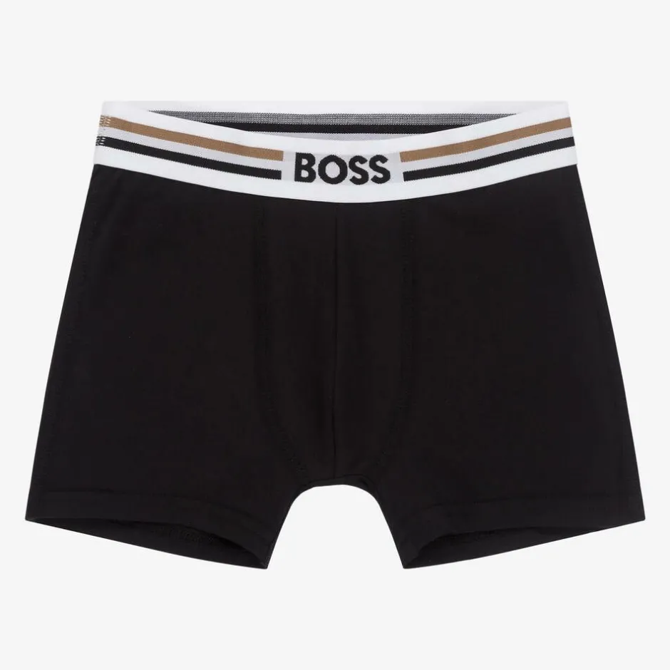 BOSS Boys Black & Beige Boxer Shorts (2 Pack) Discount