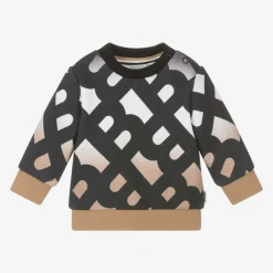 BOSS Boys Black & Beige Logo Cotton Sweatshirt Discount