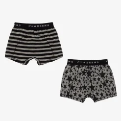 Claesens Boys Black & Grey Cotton Boxers (2 Pack) Hot
