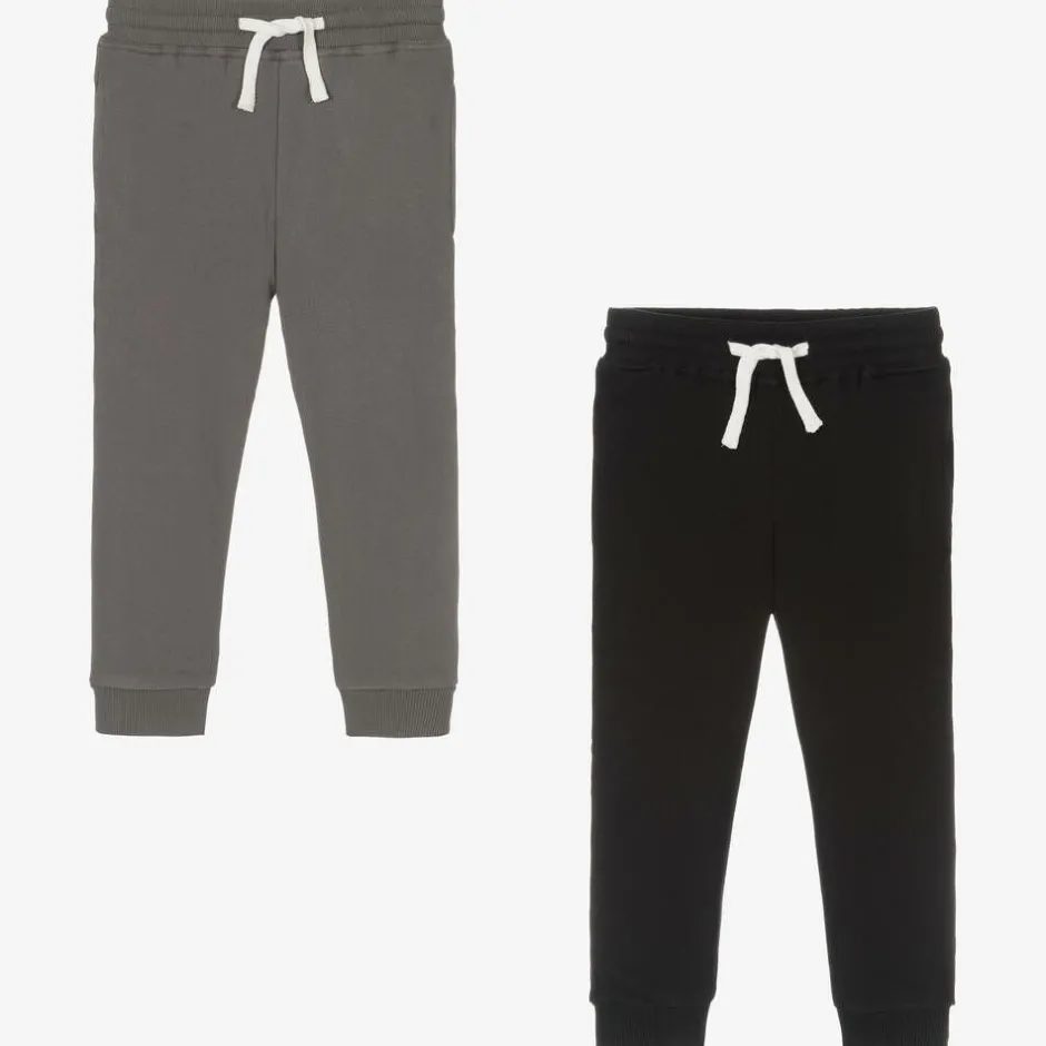 Childrensalon Essentials Boys Black & Grey Organic Joggers (2 Pack) Hot