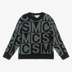 Stella McCartney Kids Boys Black & Grey Wool SMC Logo Sweater Online