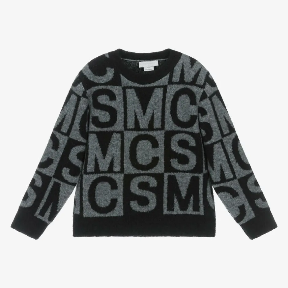 Stella McCartney Kids Boys Black & Grey Wool SMC Logo Sweater Online