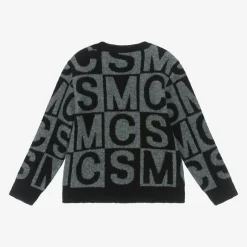 Stella McCartney Kids Boys Black & Grey Wool SMC Logo Sweater Online