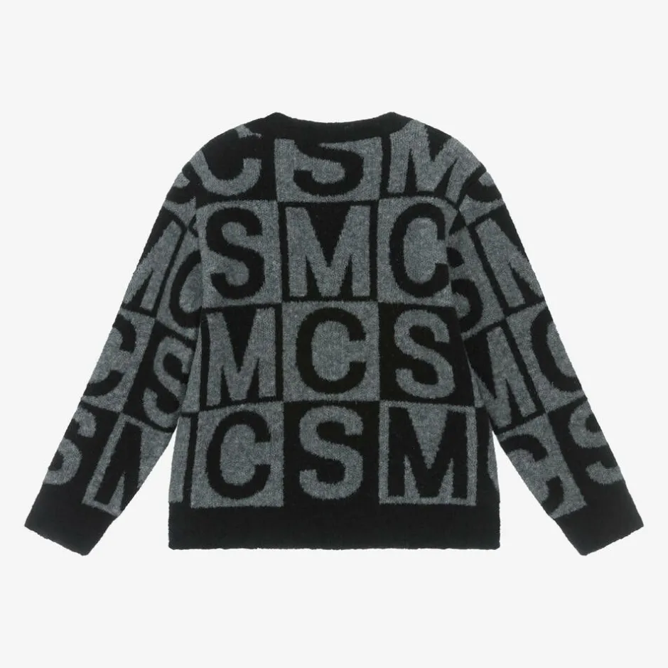 Stella McCartney Kids Boys Black & Grey Wool SMC Logo Sweater Online