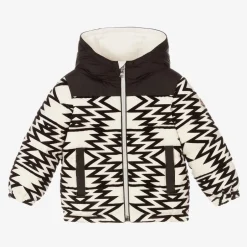 Moncler Enfant Boys Black & Ivory Down Jacket Discount