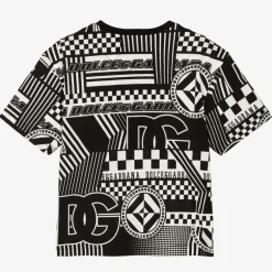 Dolce amp; Gabbana Boys Black & White Cotton Graphic T-Shirt Hot