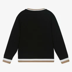 BOSS Boys Black Cotton & Wool Knit Jumper Online