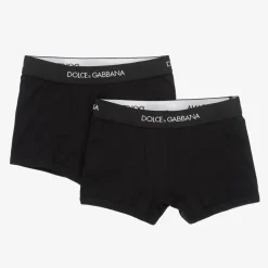 Dolce amp; Gabbana Boys Black Cotton Boxers (2 Pack) New