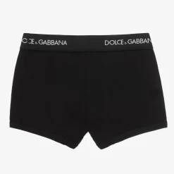 Dolce amp; Gabbana Boys Black Cotton Boxers (2 Pack) New