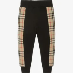 Burberry Boys Black Cotton Check Joggers Outlet