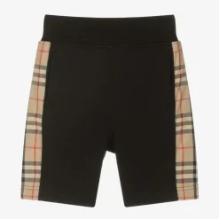 Burberry Boys Black Cotton Check Shorts Hot