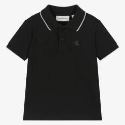 Calvin Klein Boys Black Cotton CK Polo Shirt Outlet