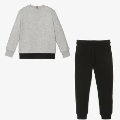 Tommy Hilfiger Boys Black Cotton Colourblock Tracksuit Discount