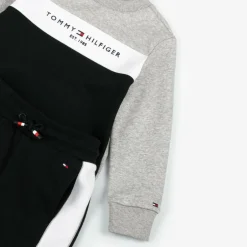 Tommy Hilfiger Boys Black Cotton Colourblock Tracksuit Discount