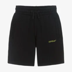 Off-White Boys Black Cotton Diagonals Shorts Sale