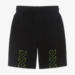 Off-White Boys Black Cotton Diagonals Shorts Sale