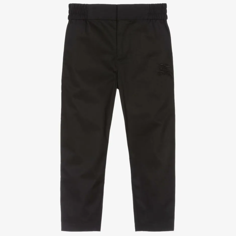 Burberry Boys Black Cotton EKD Trousers Best
