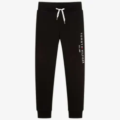 Tommy Hilfiger Boys Black Cotton Flag Joggers New