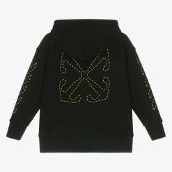 Off-White Boys Black Cotton Hooded Zip-Up Top Best