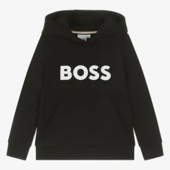 BOSS Boys Black Cotton Hoodie Hot