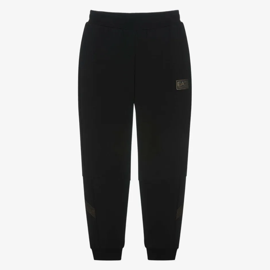 EA7 Emporio Armani Boys Black Cotton Joggers Online