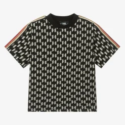 KARL LAGERFELD KIDS Boys Black Cotton KL Monogram T-Shirt New