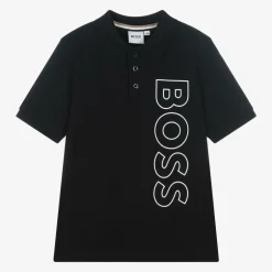 BOSS Boys Black Cotton Polo Shirt Clearance