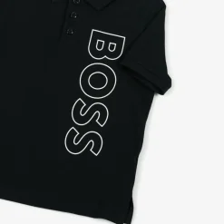 BOSS Boys Black Cotton Polo Shirt Clearance